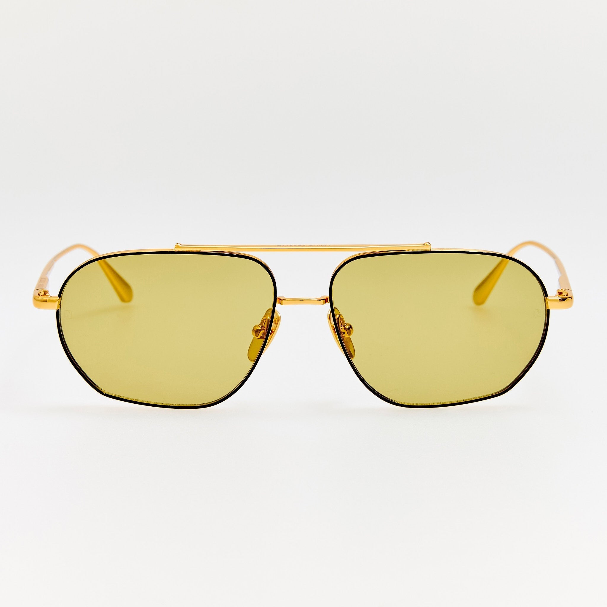 Linda Farrow Arden sunglasses in 22K gold front view