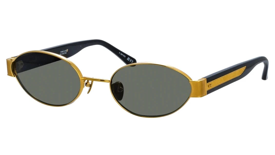 Linda Farrow LFL1469S SADIE 001 Yellow Gold/ Black/ Grey