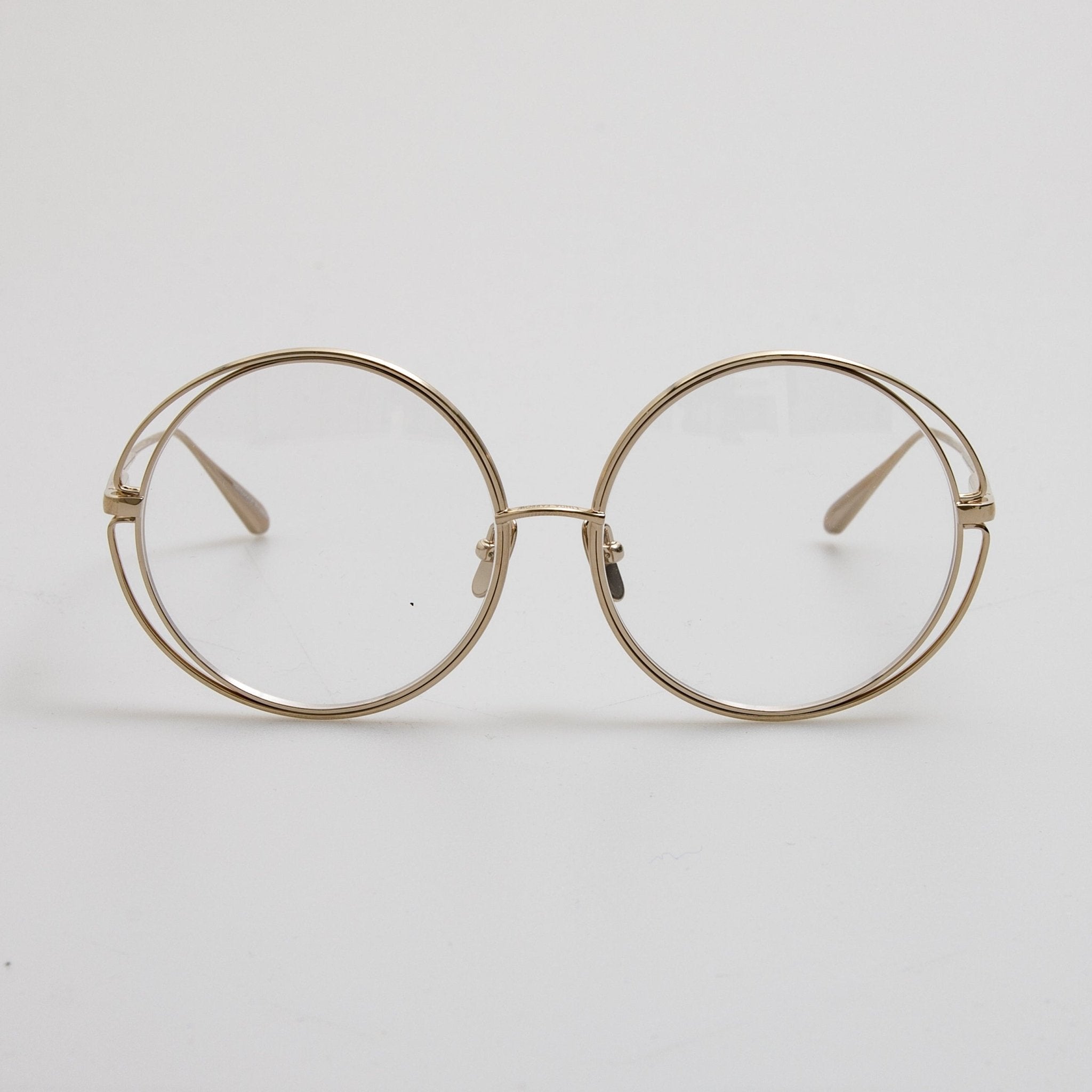 Linda Farrow Selene optical frame in 22K light gold front view