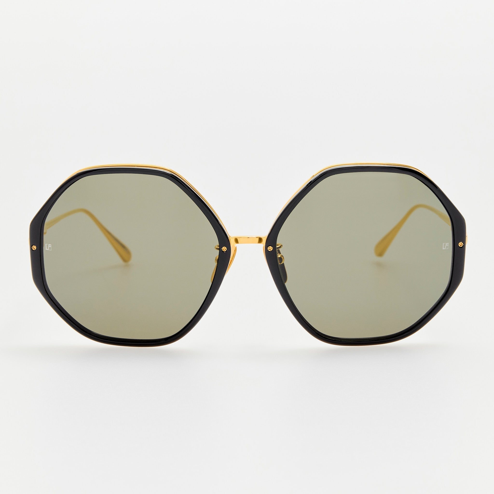 Linda Farrow Alona sunglasses in 22K gold front view