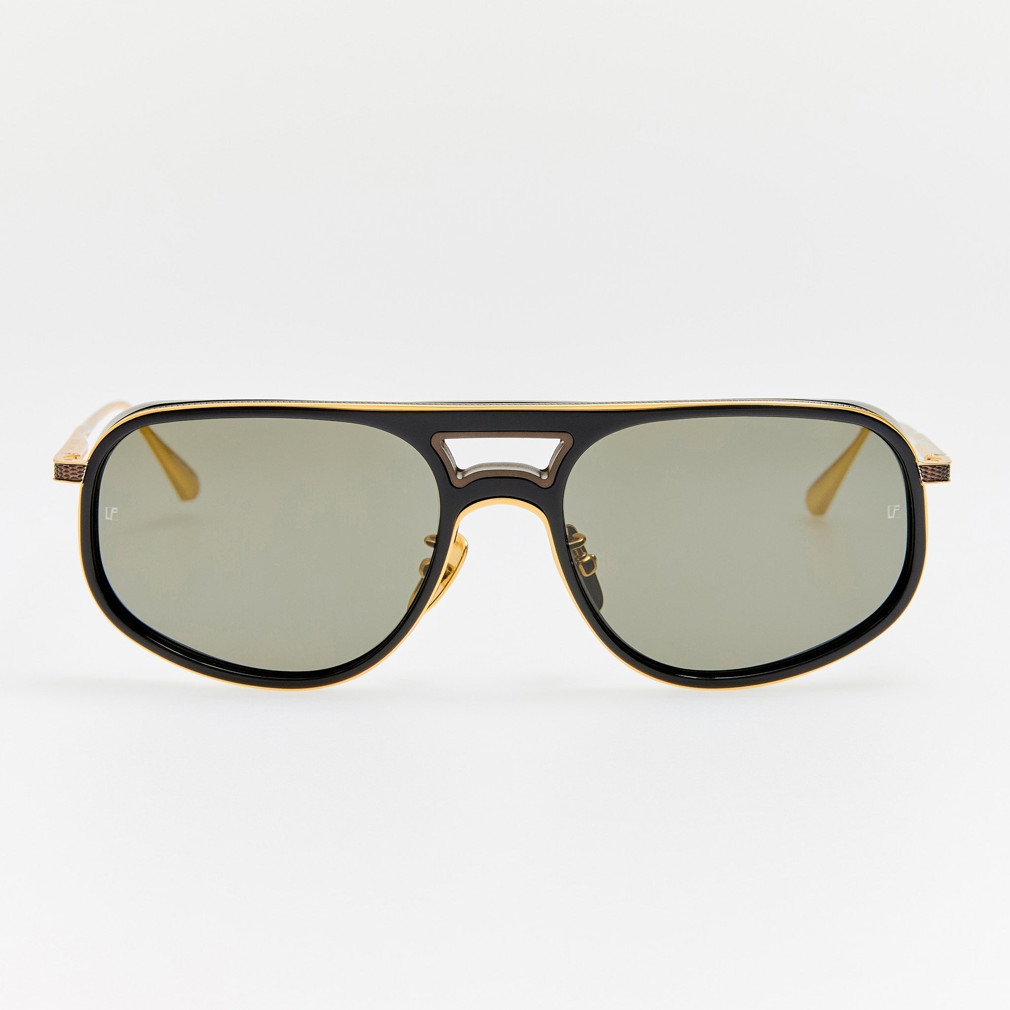 Linda Farrow Calder sunglasses in 22K gold front view