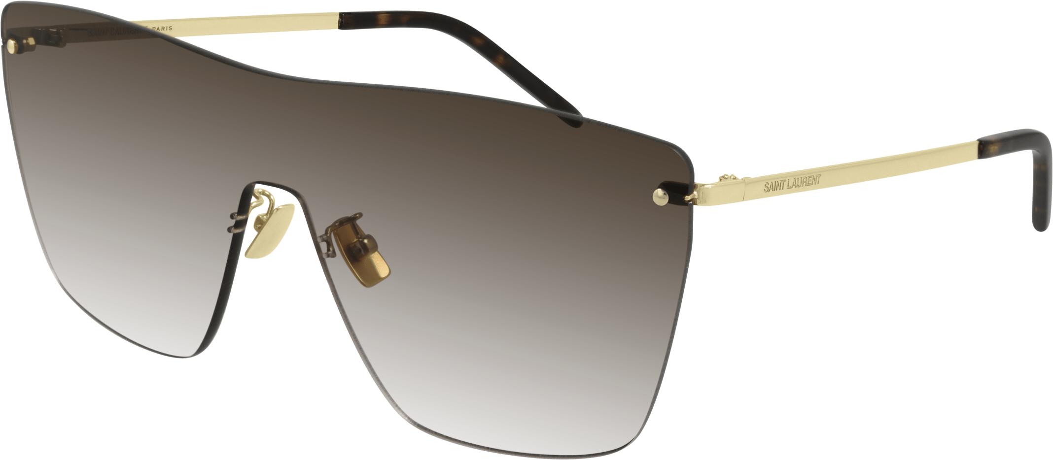 Saint Laurent SL 463 MASK-001 gold shield sunglasses, front view